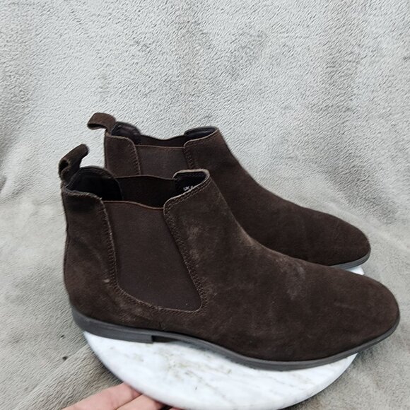  Shoes Mens Size 9 Design Brown Leather Chelsea Ankle Boots *GUC* main image 8